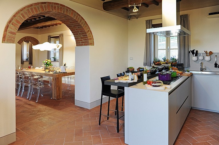 Kitchen and dining room at a small villa for 8 people