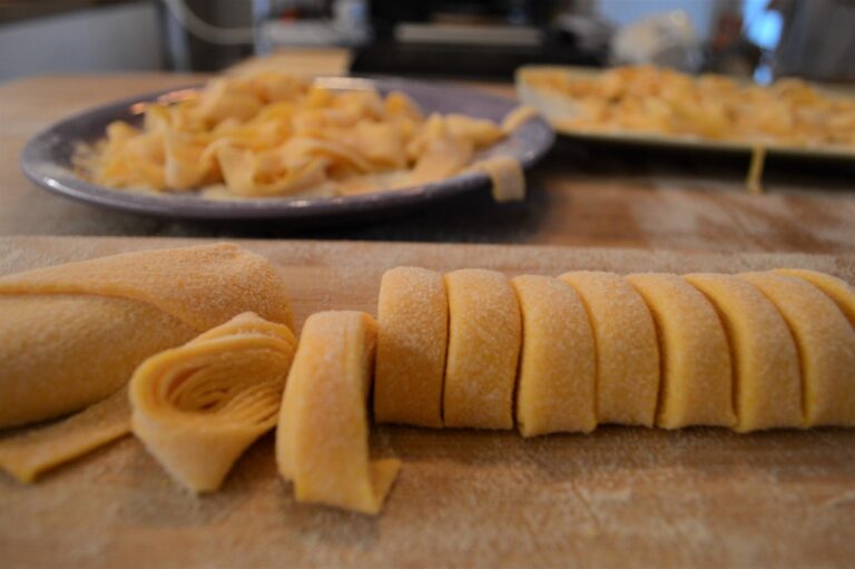 Hand-made tagliatelle or pappardelle