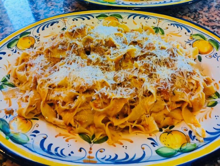 Tagliatelle with ragù toscano made during My Tuscan kitchen cooking class